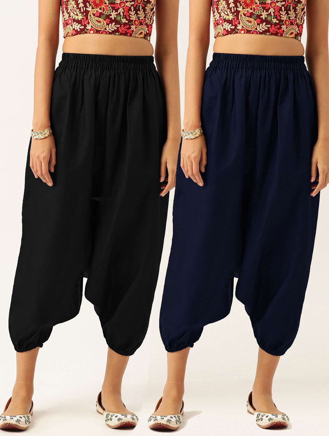 combo of 2 multi color cotton harem pant trouser