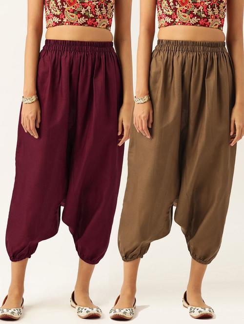 combo of 2 multi color cotton harem trousers - 20331458 -  Standard Image - 0
