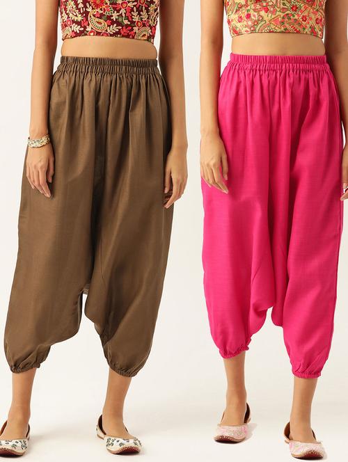 combo of 2 multi color cotton harem trousers - 20331465 -  Standard Image - 0