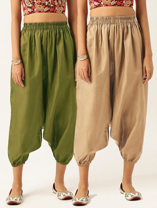combo of 2 multi color cotton harem trousers - 20331469 - Standard Image - 0