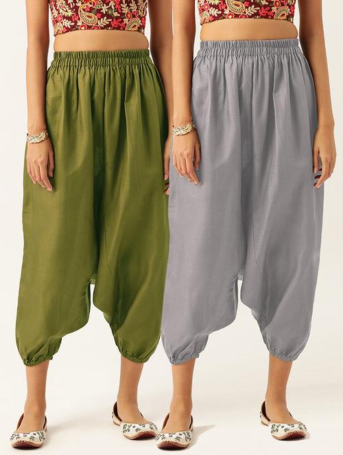 combo of 2 multi color cotton harem trousers - 20331473 -  Standard Image - 0