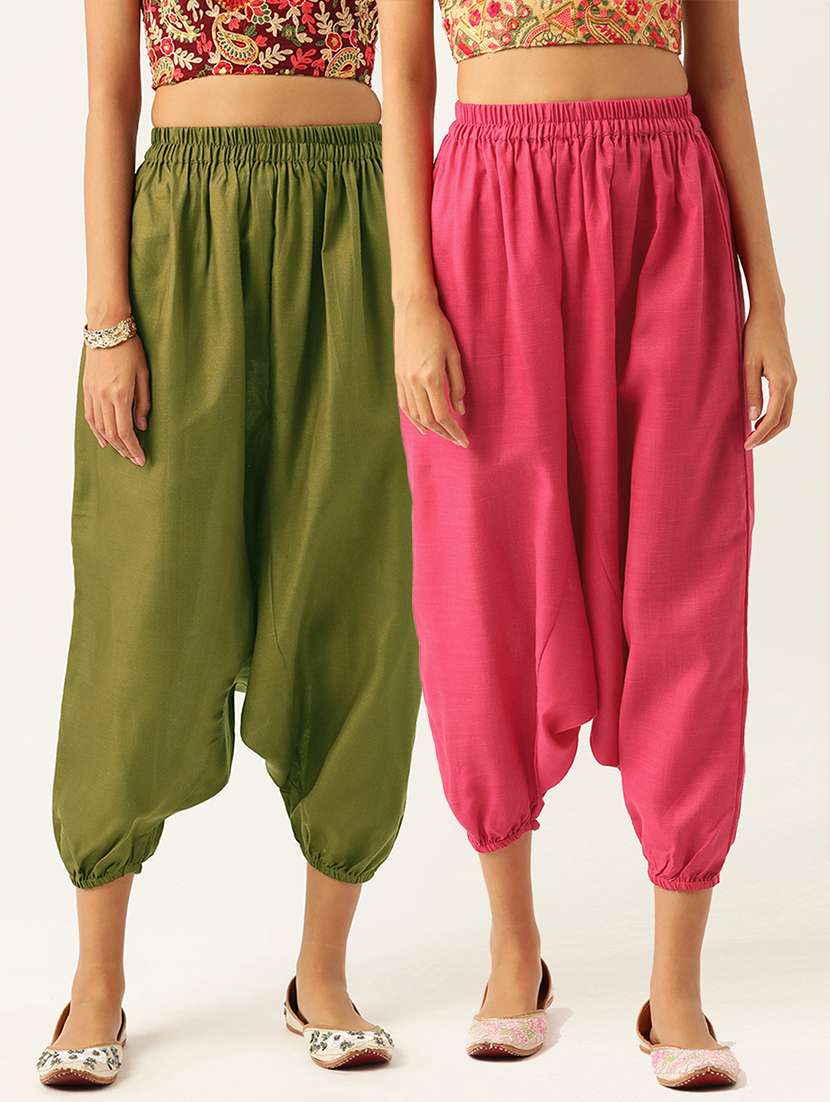 combo of 2 multi color cotton harem trouser
