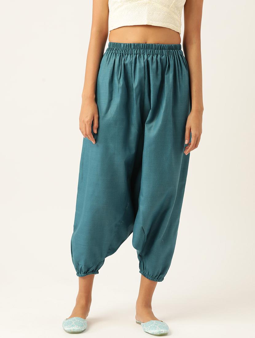 women sea green cotton harem pant trouser - 20331484 - Zoom Image - 0