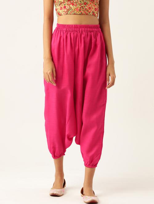 women pink cotton harem pant trouser - 20331489 - Standard Image - 0
