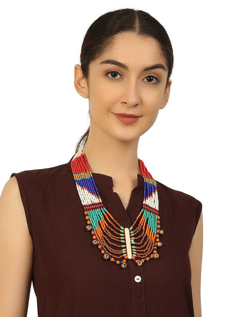 multi colored metal long necklace - 20331703 - Standard Image - 5