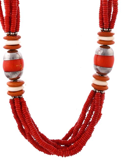 red metal statement necklace - 20331722 - Standard Image - 0