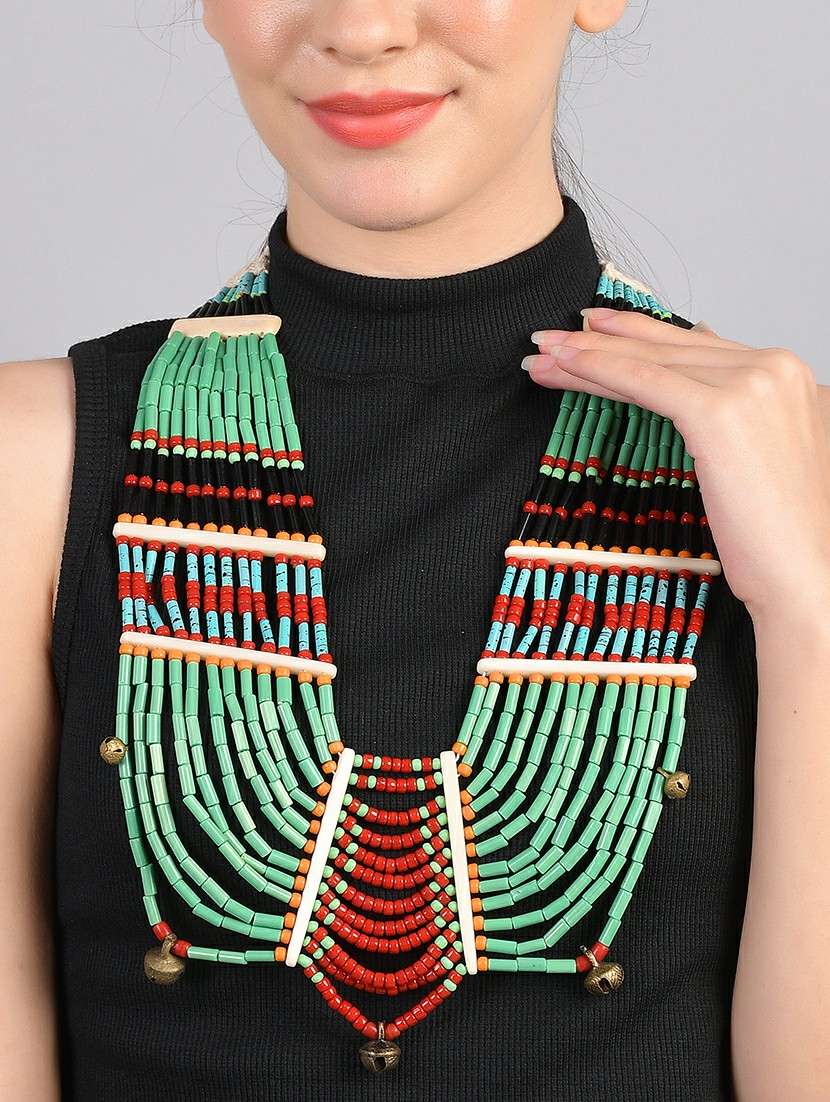 multi colored metal long necklace - 20331781 -  Standard Image - 5