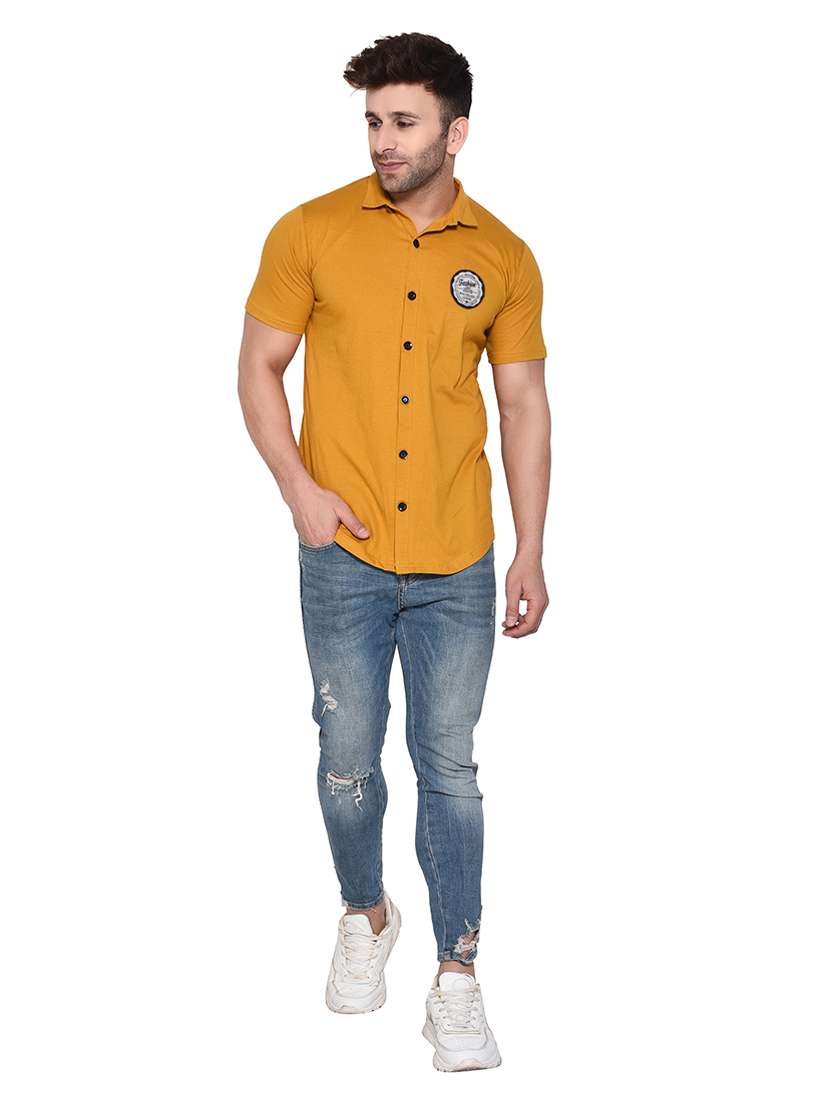 men short sleeves solid casual shirt - 20331877 -  Standard Image - 3