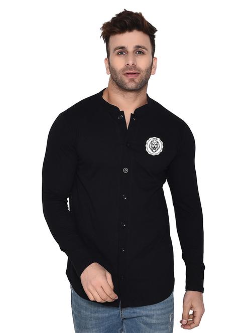 black cotton blend casual shirt - 20331905 - Standard Image - 0