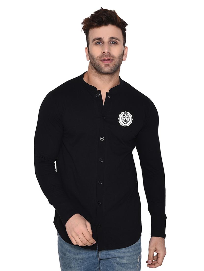 black cotton blend casual shirt - 20331905 - Zoom Image - 0