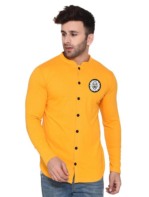 yellow cotton blend casual shirt - 20331908 -  Standard Image - 0