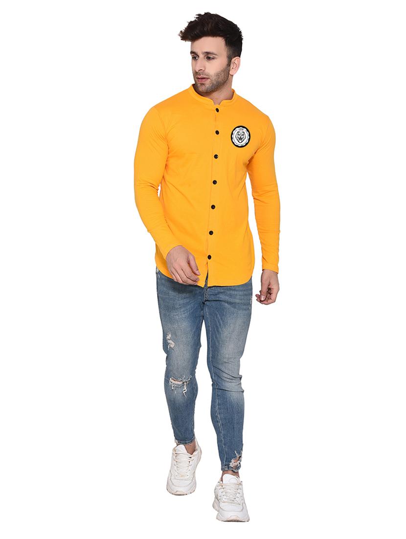 yellow cotton blend casual shirt - 20331908 - Standard Image - 3