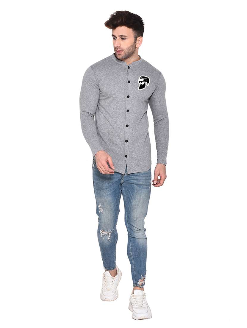 men mandarin neck solid casual shirt - 20331923 -  Standard Image - 3