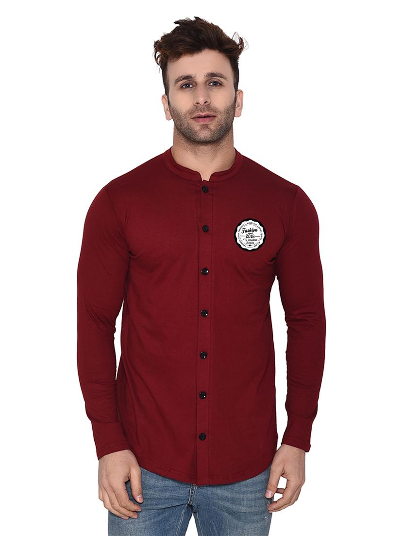 men mandarin neck solid casual shirt - 20331927 - Zoom Image - 0
