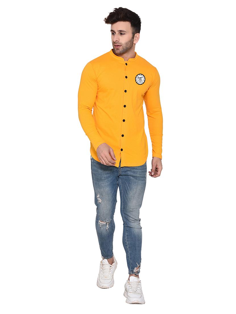 men mandarin neck solid casual shirt - 20331928 - Standard Image - 3