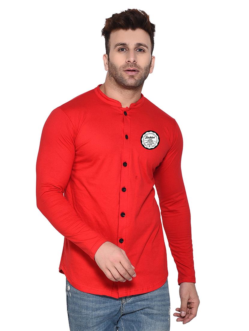 men mandarin neck solid casual shirt - 20331930 - Zoom Image - 0