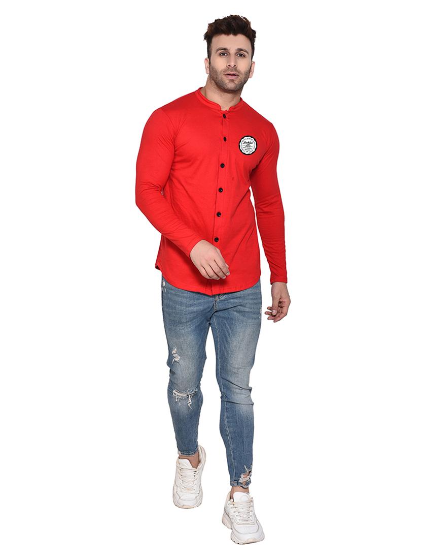 men mandarin neck solid casual shirt - 20331930 - Standard Image - 3