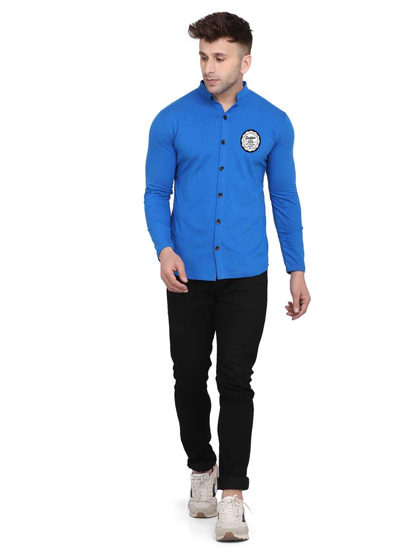 men mandarin neck solid casual shirt - 20331931 -  Standard Image - 3