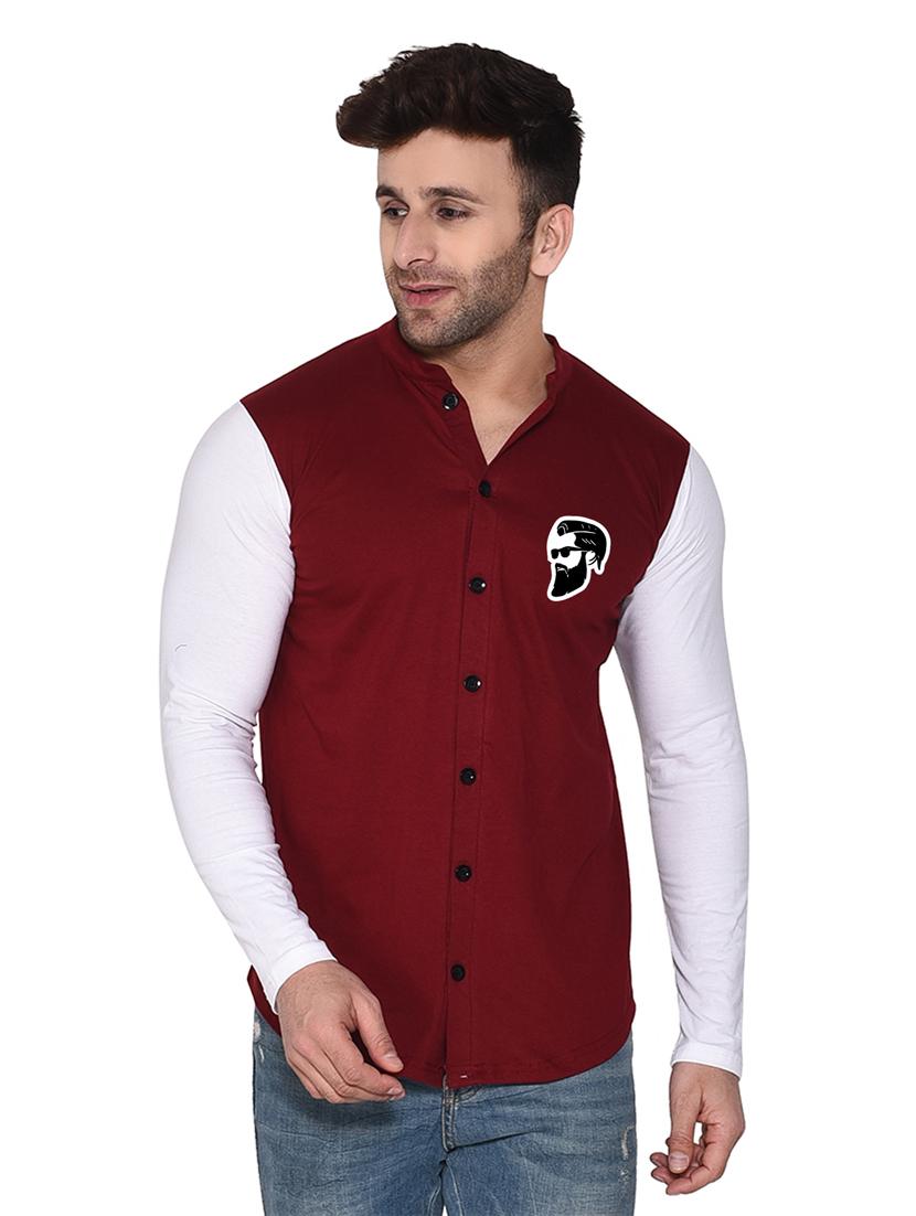 mandarin collar long sleeves color block shirt - 20331975 - Zoom Image - 0