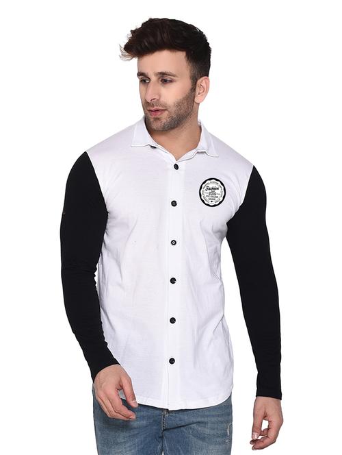 long sleeves color block casual shirt - 20331986 - Standard Image - 0