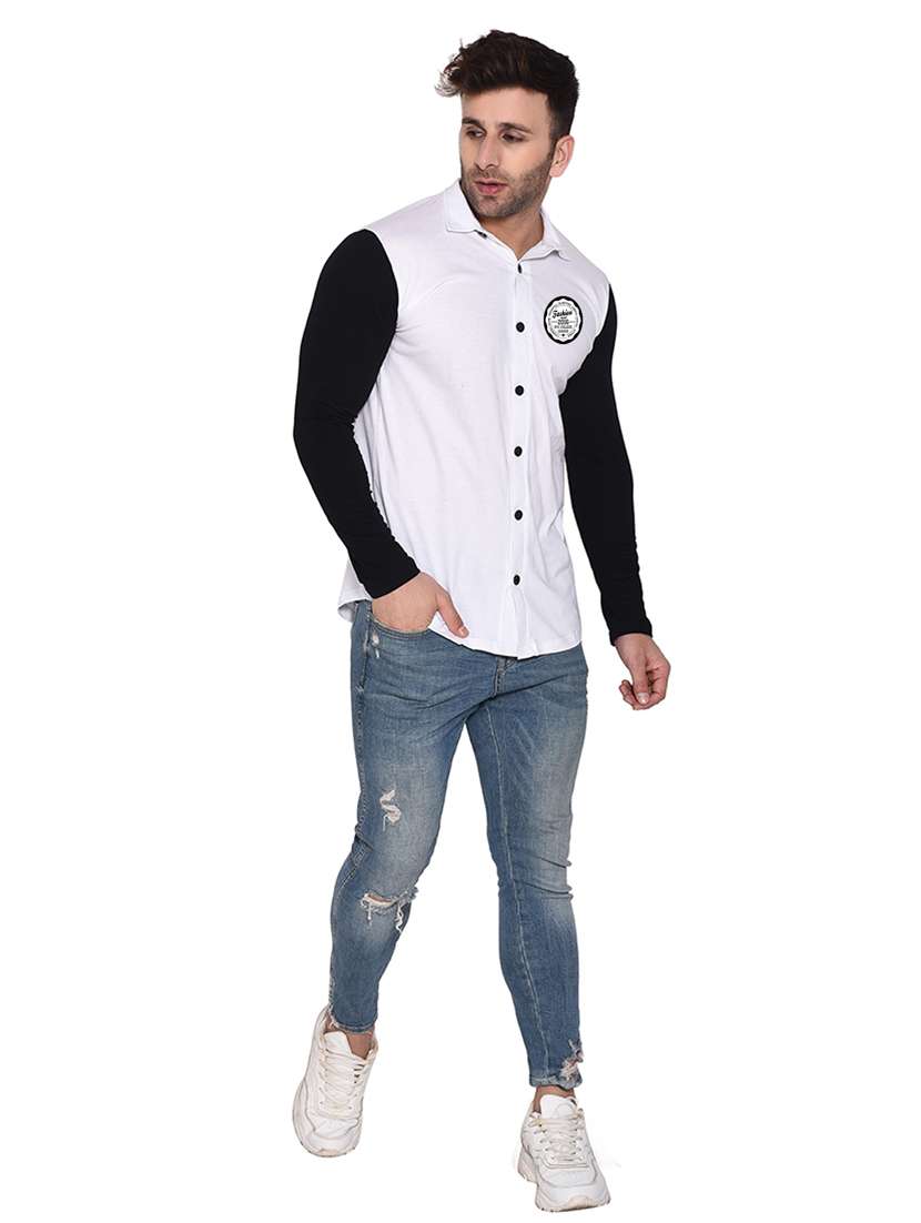 long sleeves color block casual shirt - 20331986 - Standard Image - 3