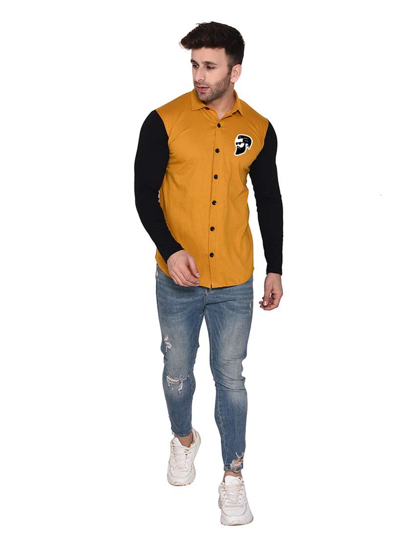 long sleeves color block casual shirt - 20331996 -  Standard Image - 3