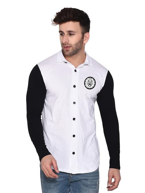 long sleeves color block casual shirt - 20331998 - Standard Image - 0