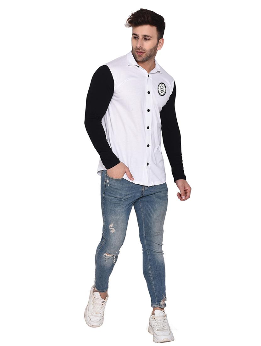 long sleeves color block casual shirt - 20331998 - Standard Image - 3