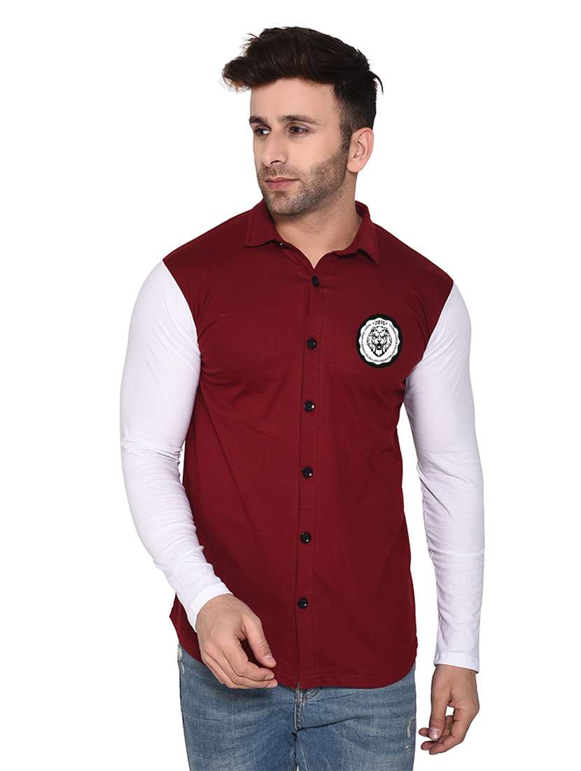long sleeves color block casual shirt - 20331999 - Zoom Image - 0