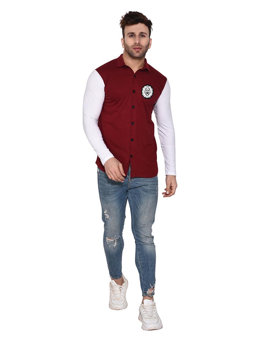 long sleeves color block casual shirt - 20331999 - Standard Image - 3