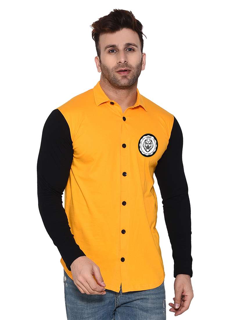 long sleeves color block casual shirt