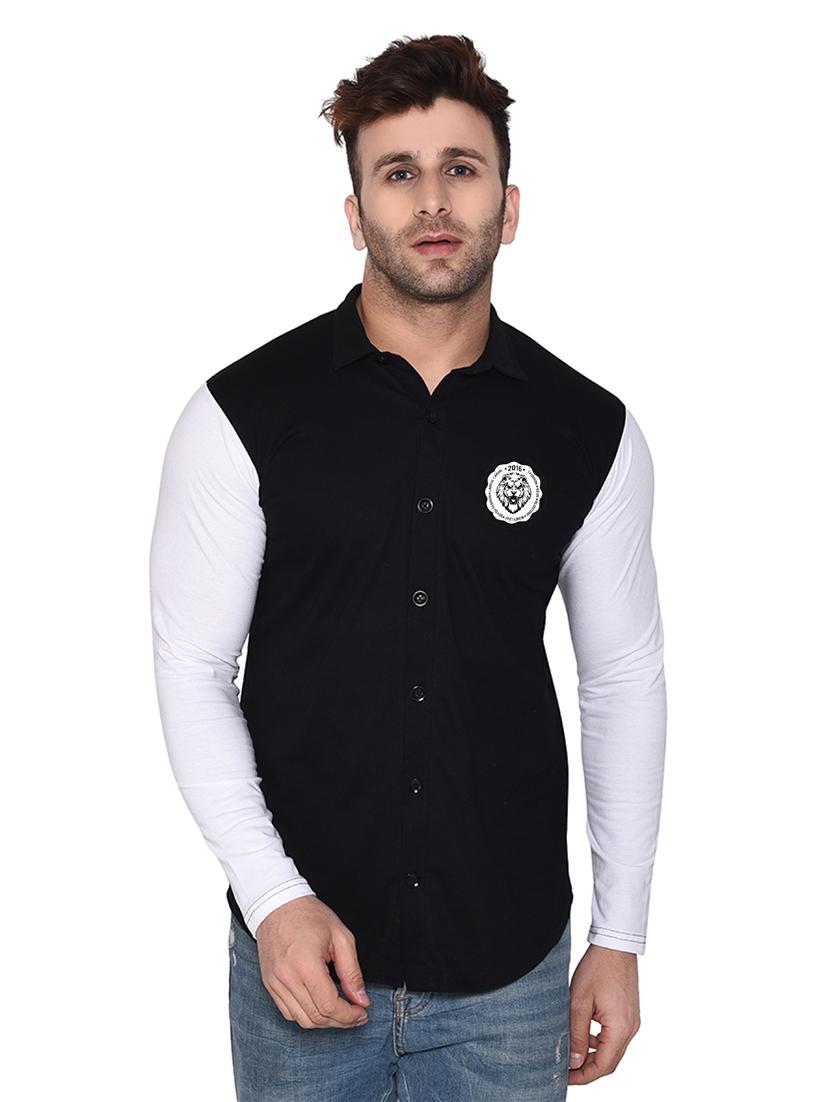 long sleeves color block casual shirt - 20332001 -  Zoom Image - 0