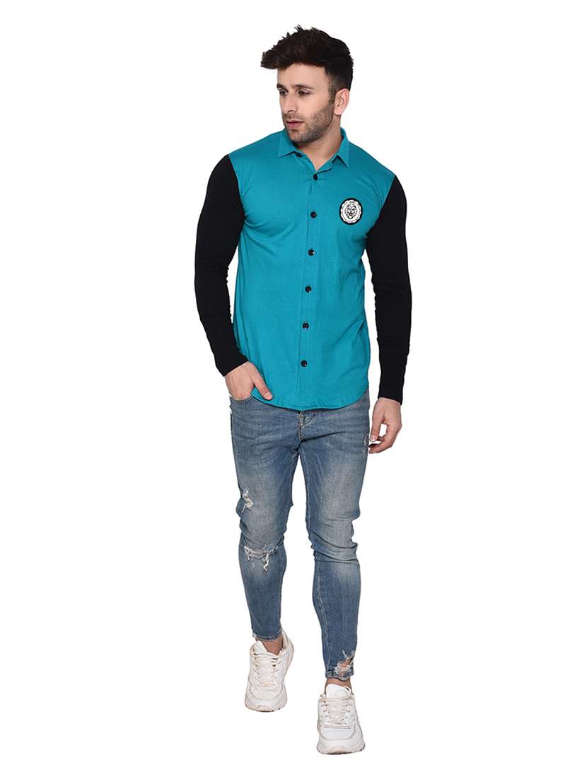 long sleeves color block casual shirt - 20332003 -  Standard Image - 3