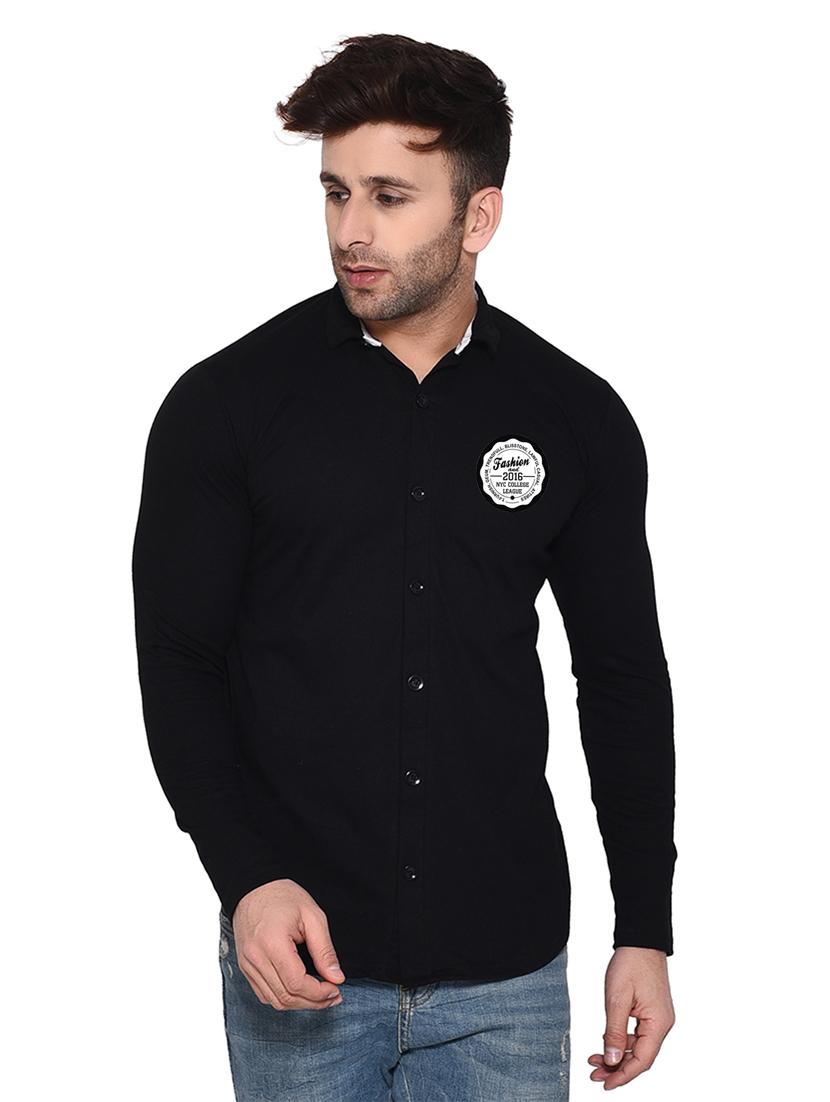 black cotton blend casual shirt - 20332024 - Zoom Image - 0