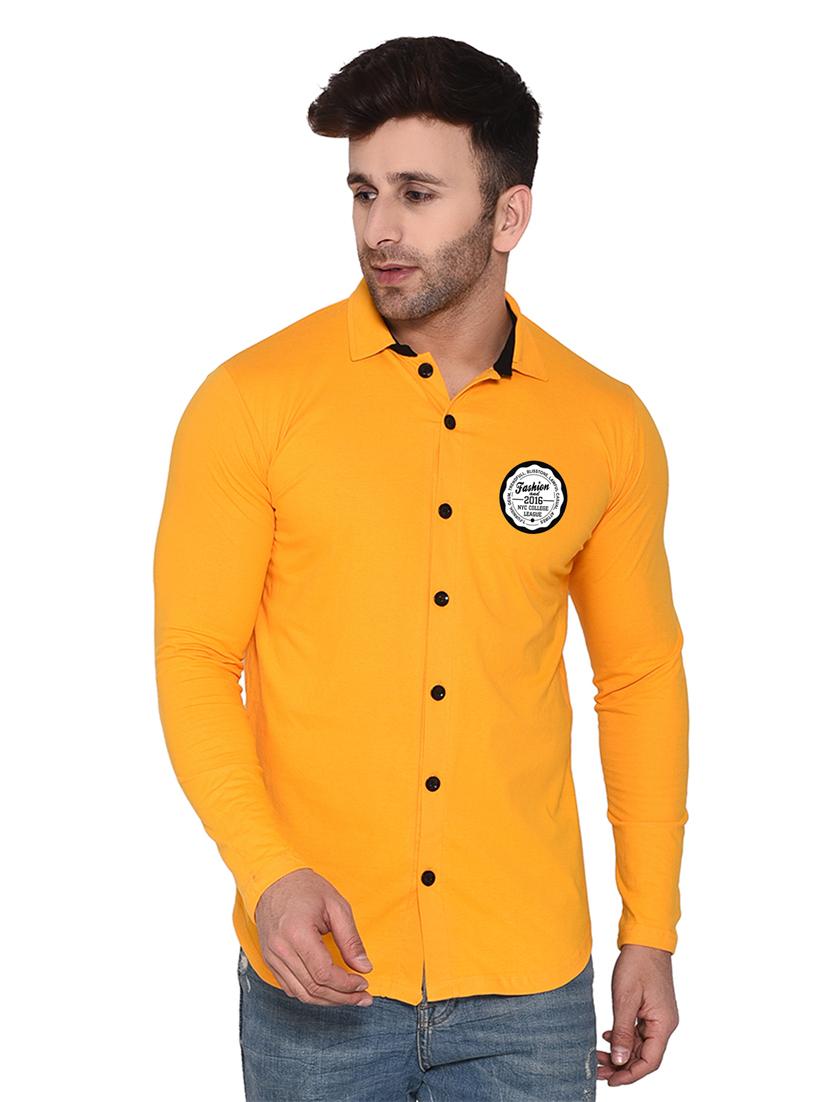 yellow cotton blend casual shirt - 20332027 - Zoom Image - 0
