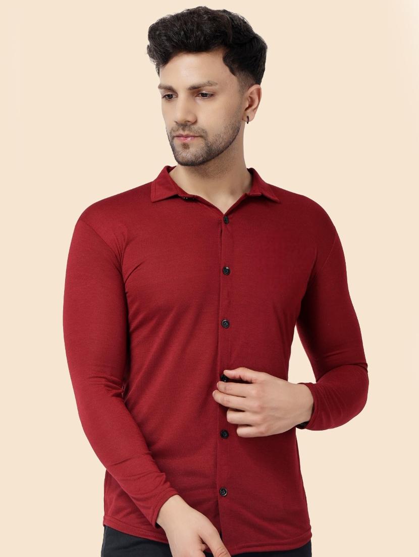 maroon cotton blend casual shirt - 20332035 - Zoom Image - 0