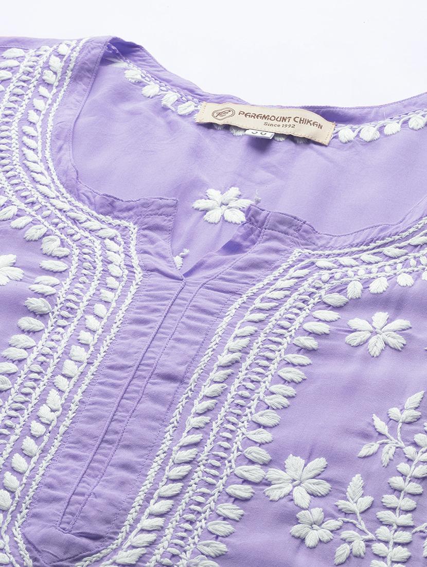lavender colored straight kurta - 20333200 - Standard Image - 3