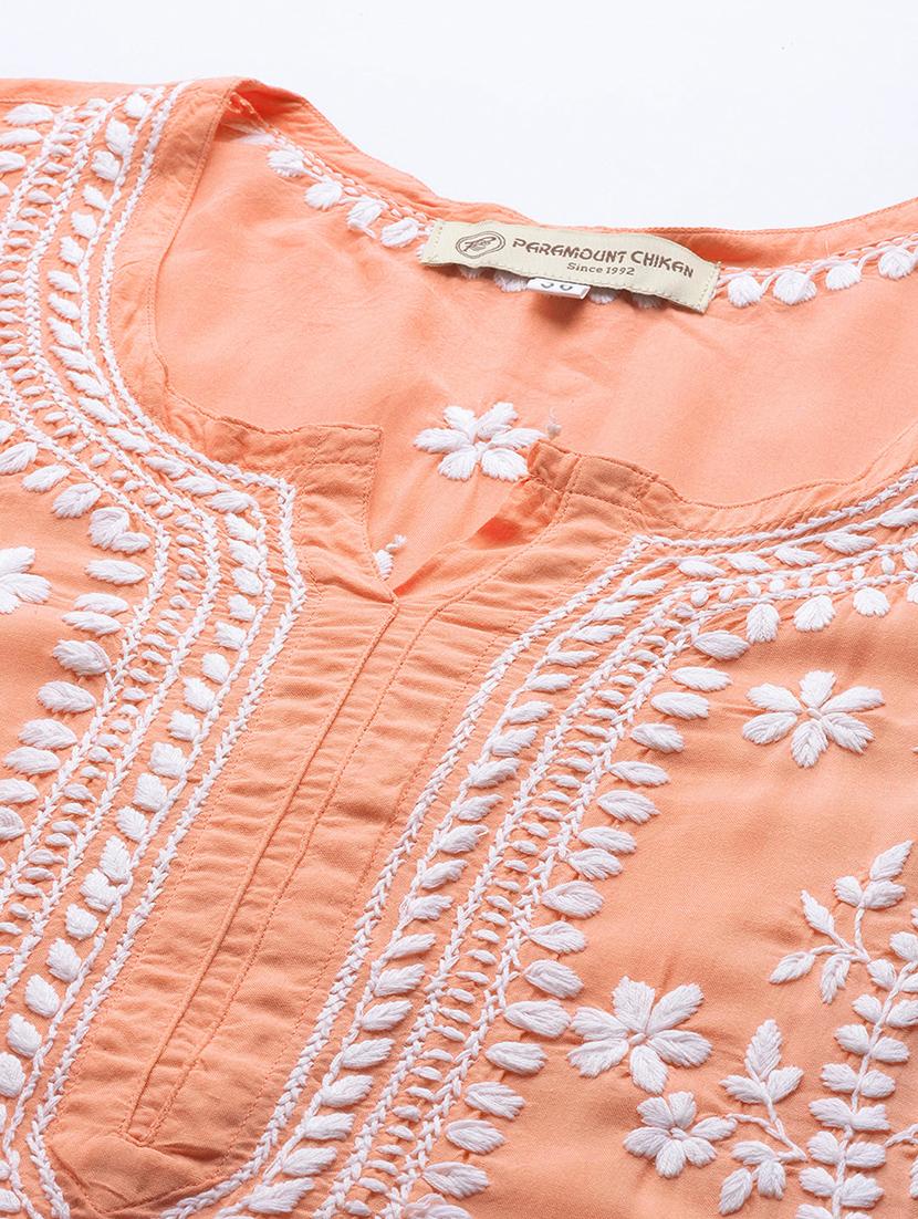orange colored straight kurta - 20333201 - Standard Image - 3