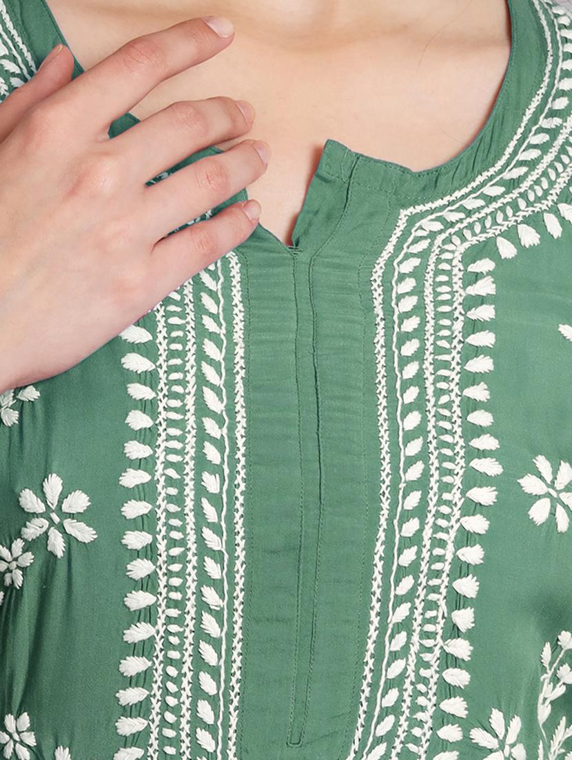 green colored straight kurta - 20333203 - Standard Image - 3