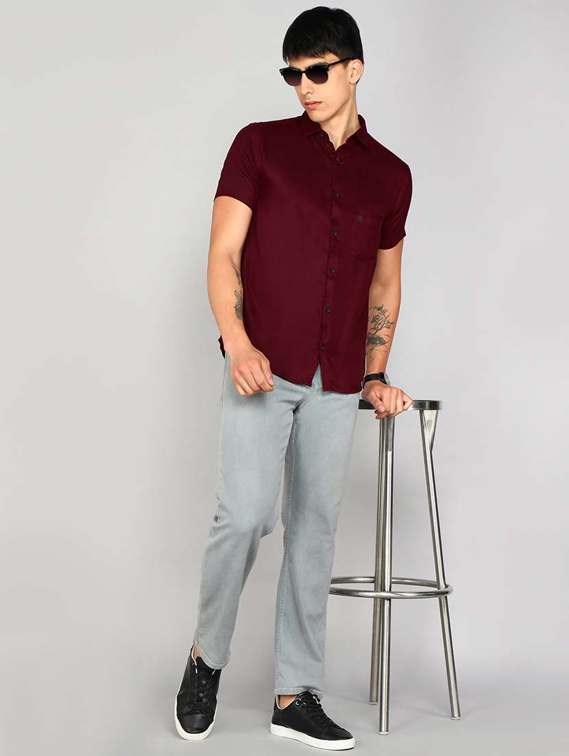 mens solid casual shirt - 20333447 -  Standard Image - 3