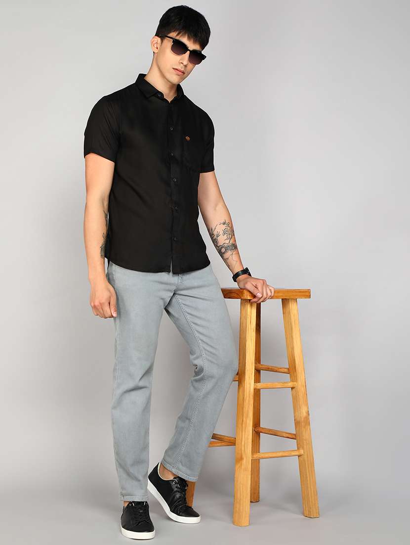 mens solid casual shirt - 20333449 -  Standard Image - 3