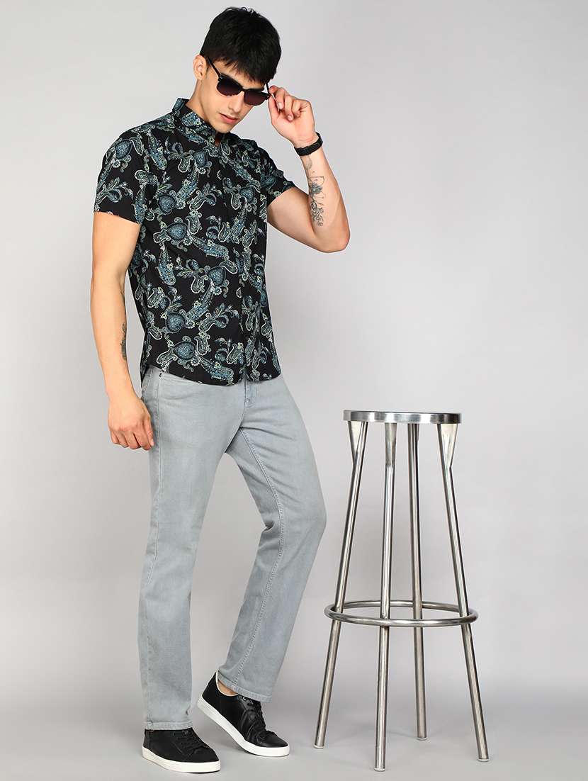 black rayon casual shirt - 20333451 -  Standard Image - 3
