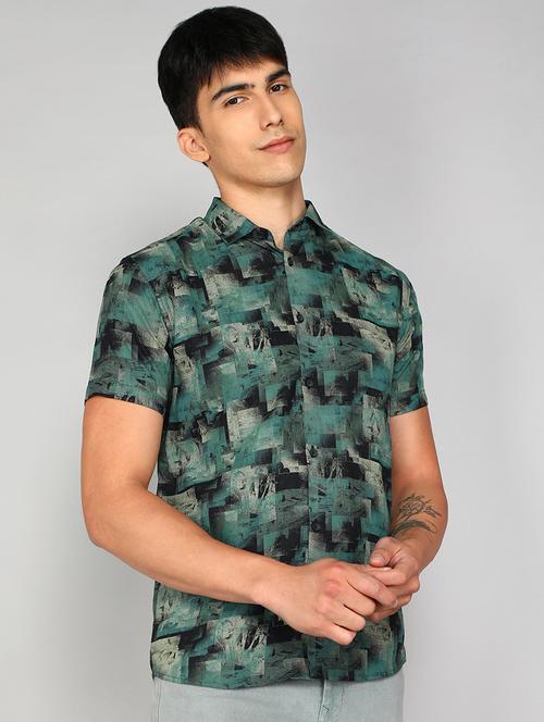 men multi color printed shirt collar casual shirt - 20333454 - Standard Image - 0