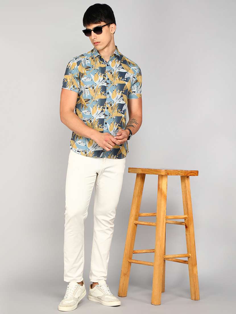 men multi colored leafy print rayon regular casual shirt - 20333457 -  Standard Image - 3
