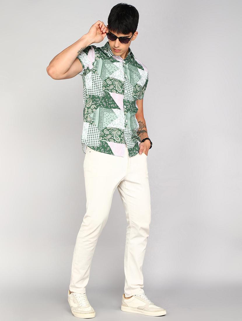 men multi colored paisley print viscose regular shirt - 20333460 - Standard Image - 3