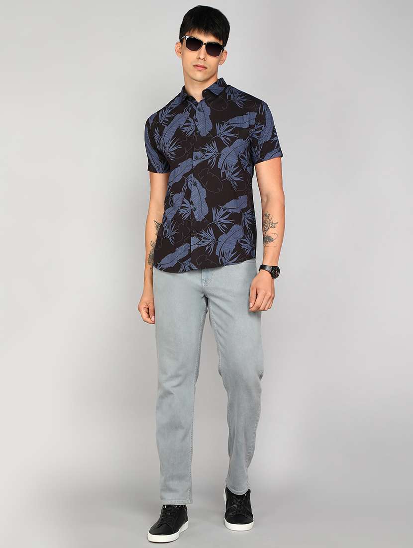men black tropical print viscose casual shirt - 20333466 -  Standard Image - 3