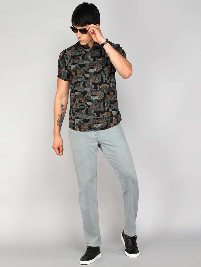 men black printed viscose regular shirt - 20333473 -  Standard Image - 3