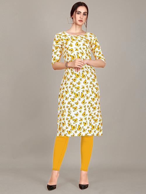 yellow colored straight kurta - 20334458 - Standard Image - 0
