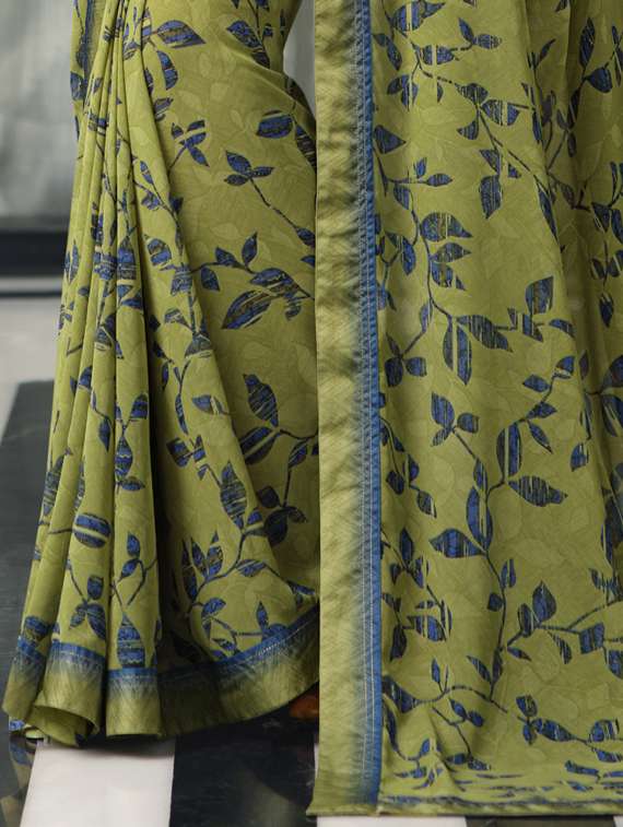 women's printed green colored saree with blouse - 20334489 -  Standard Image - 3