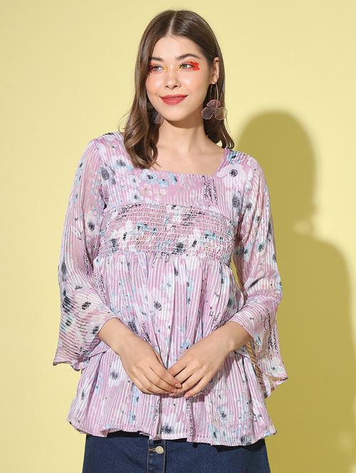 fuschia floral peasant top - 20334514 - Standard Image - 0